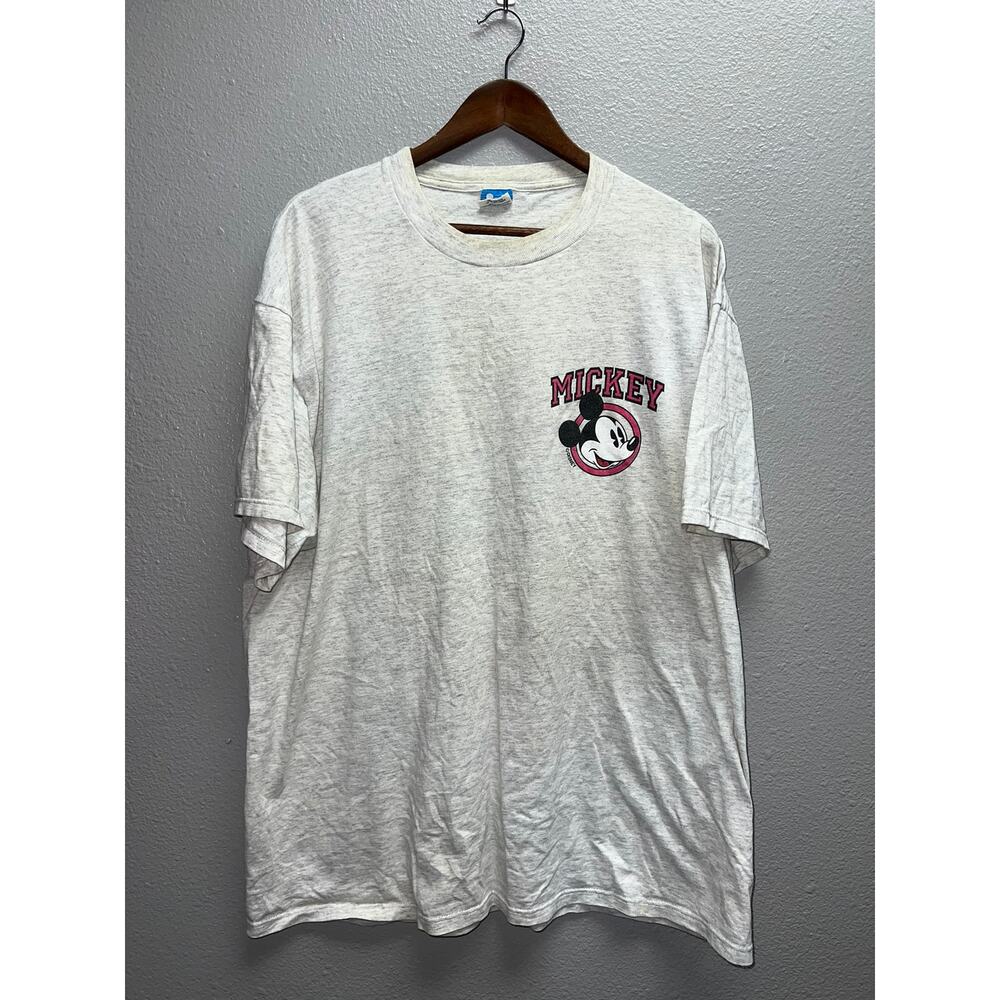 Vintage Mickey Mouse Shirt Gray Pink Character Fashions USA made Tee 2XL